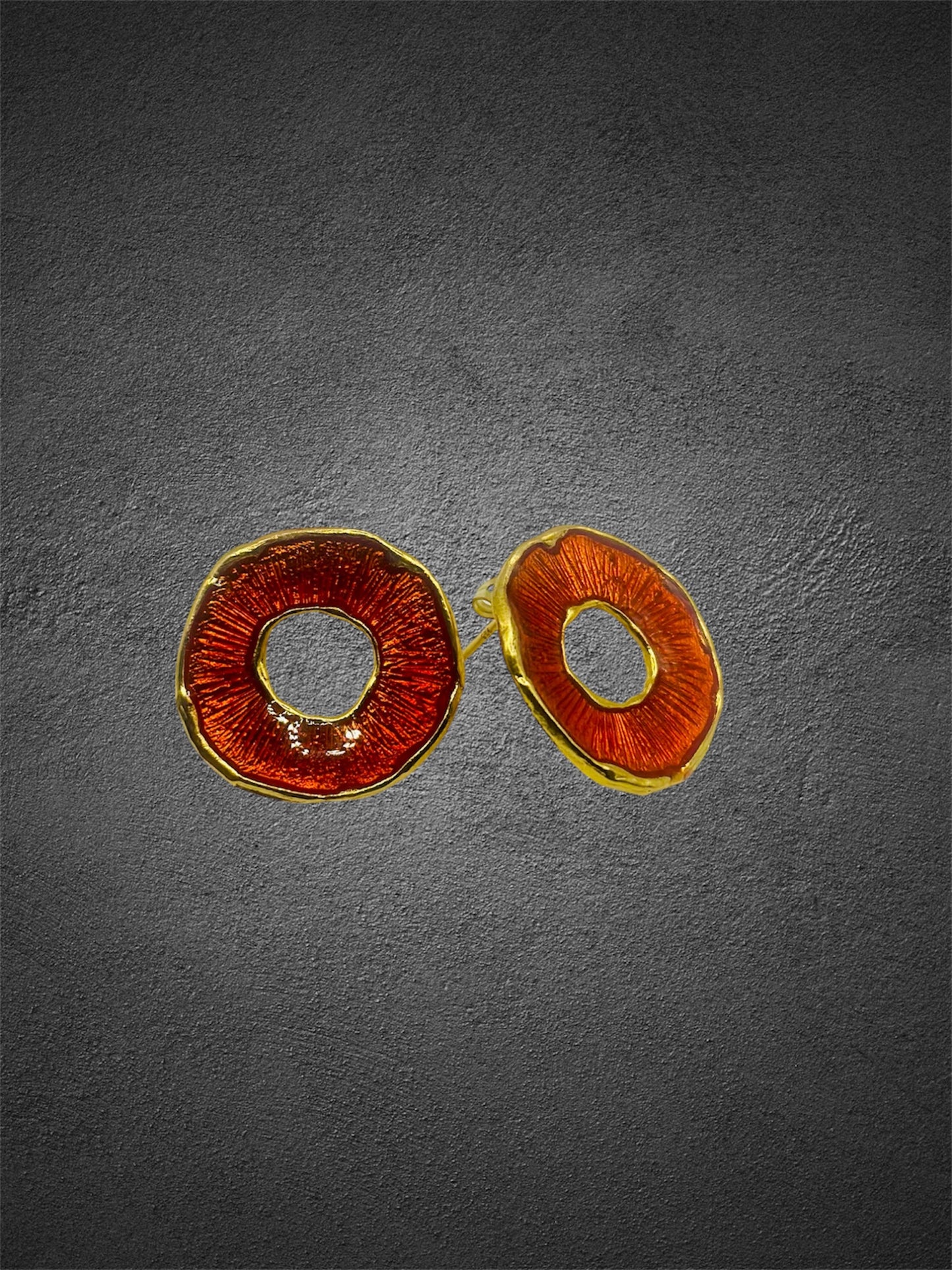 Orange Enamel Earrings (Doughnut)