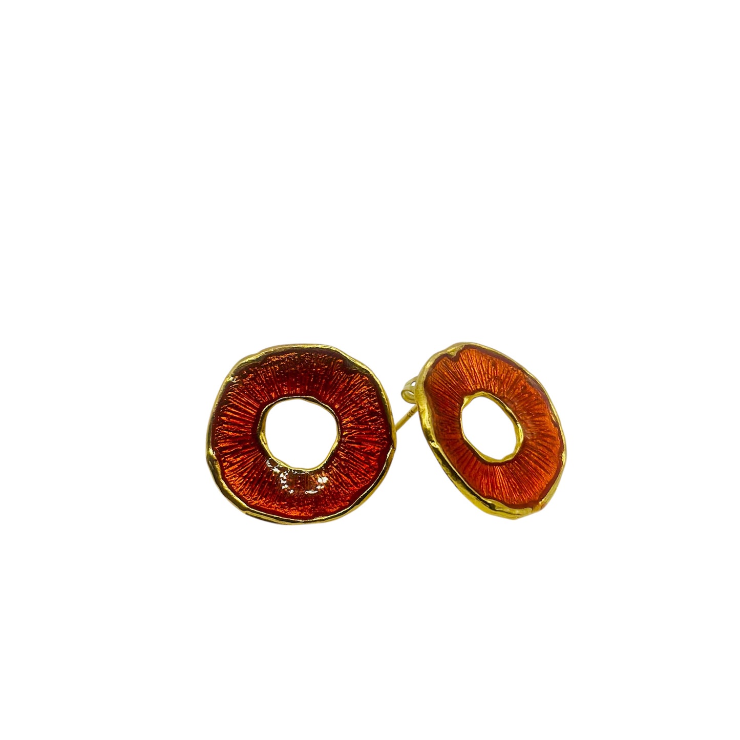 Orange Enamel Earrings (Doughnut)